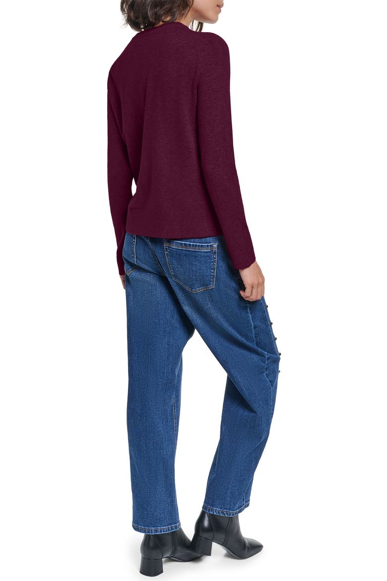 Button Detail Sweater, Alternate, color, CHERRY LACQUER