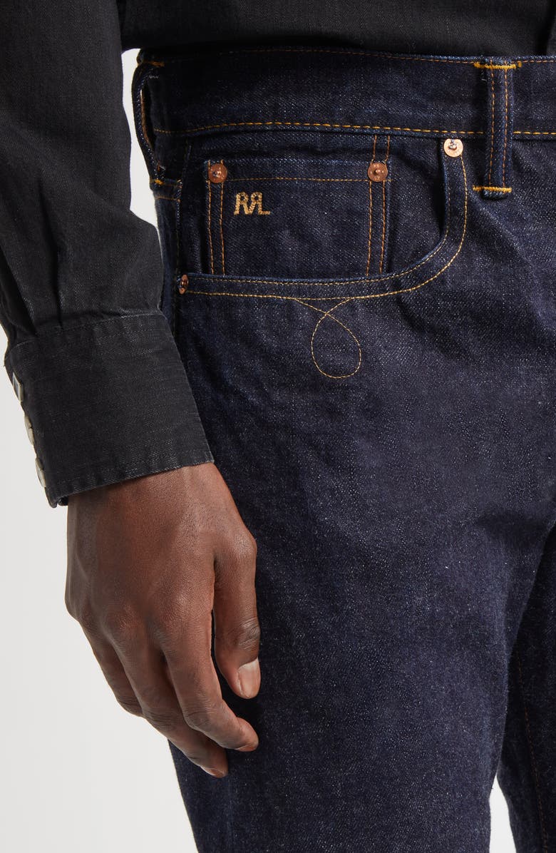 Double RL Slim Bootcut East-West Selvedge Jeans, Alternate, color, East/ West Rinse