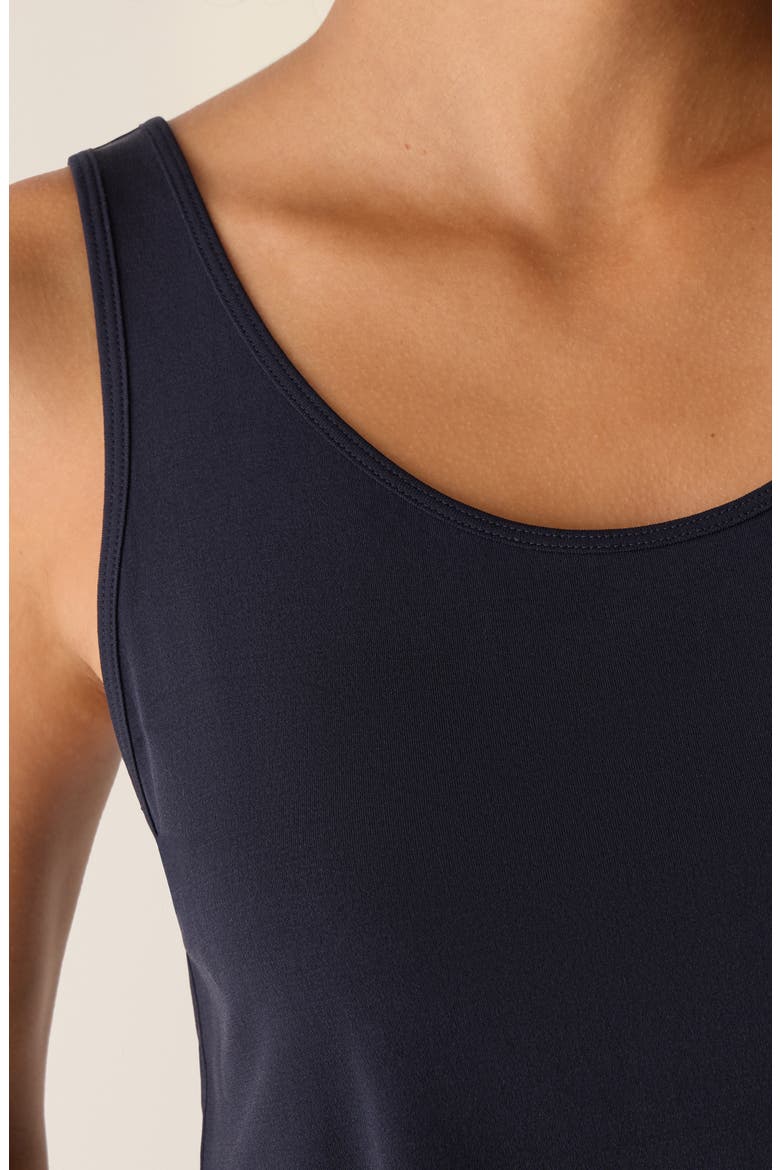 Slim Fit Scoop Neck Silk Tank, Alternate, color, INK