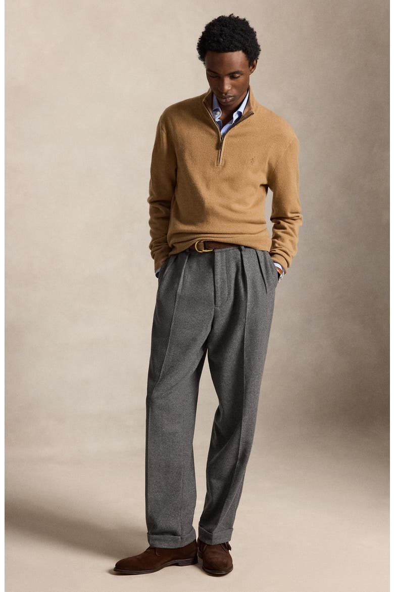 Wool Quarter Zip Sweater, Alternate, color, TAN HTHR
