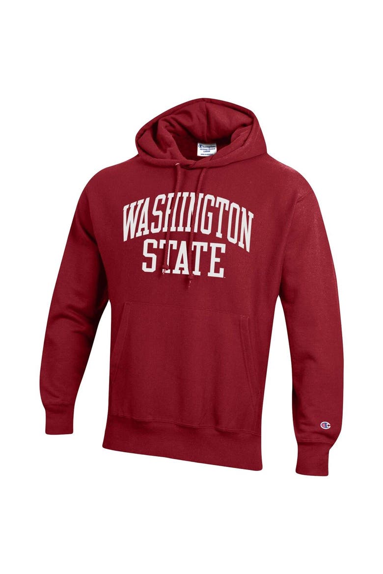 Men's Champion Crimson Washington State Cougars Team Arch Reverse Weave Pullover Hoodie, Alternate, color, Crimson