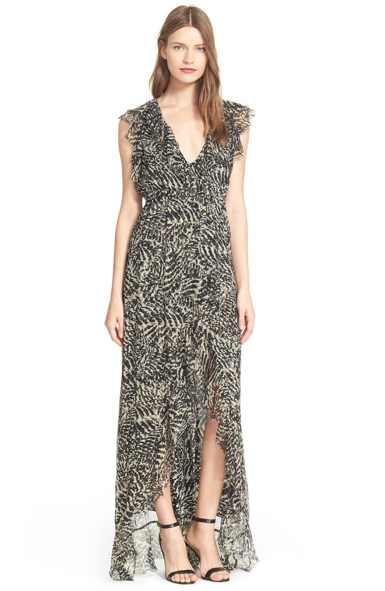 L'AGENCE 'Sophie' Print Flutter Maxi Dress, Main, color, 