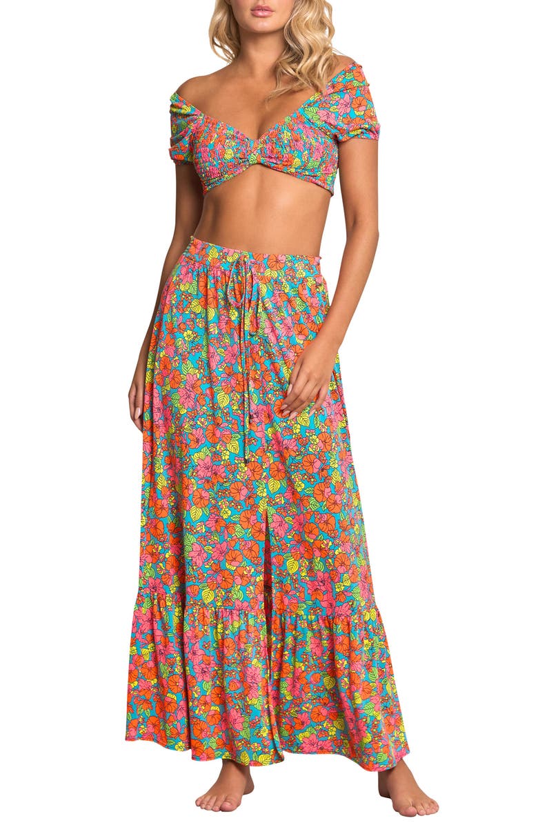 Maaji Poppy Athena Cover-Up Knot Top & Maxi Skirt, Alternate, color,