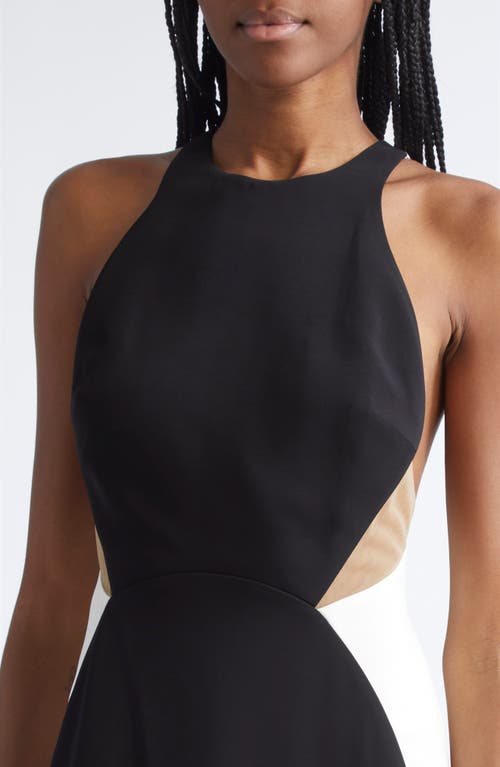 Stella Mccartney Colour-block Stretch-crepe Gown In Black