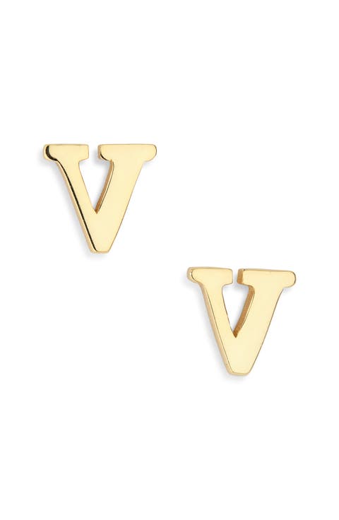 Block Letter Initial Stud Earrings