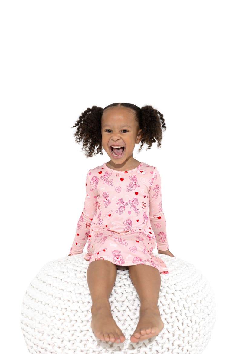 Kids' PAW Patrol Valentine's Pink Long Sleeve Dress, Alternate, color, PAW Valentine Pink
