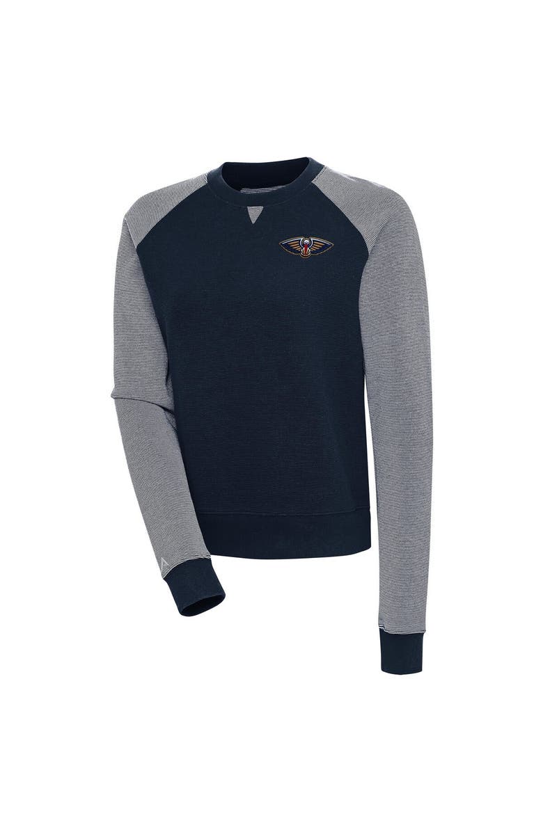 ANTIGUA Women's Antigua  Navy New Orleans Pelicans Flier Bunker Tri-Blend Pullover Sweatshirt, Main, color, 