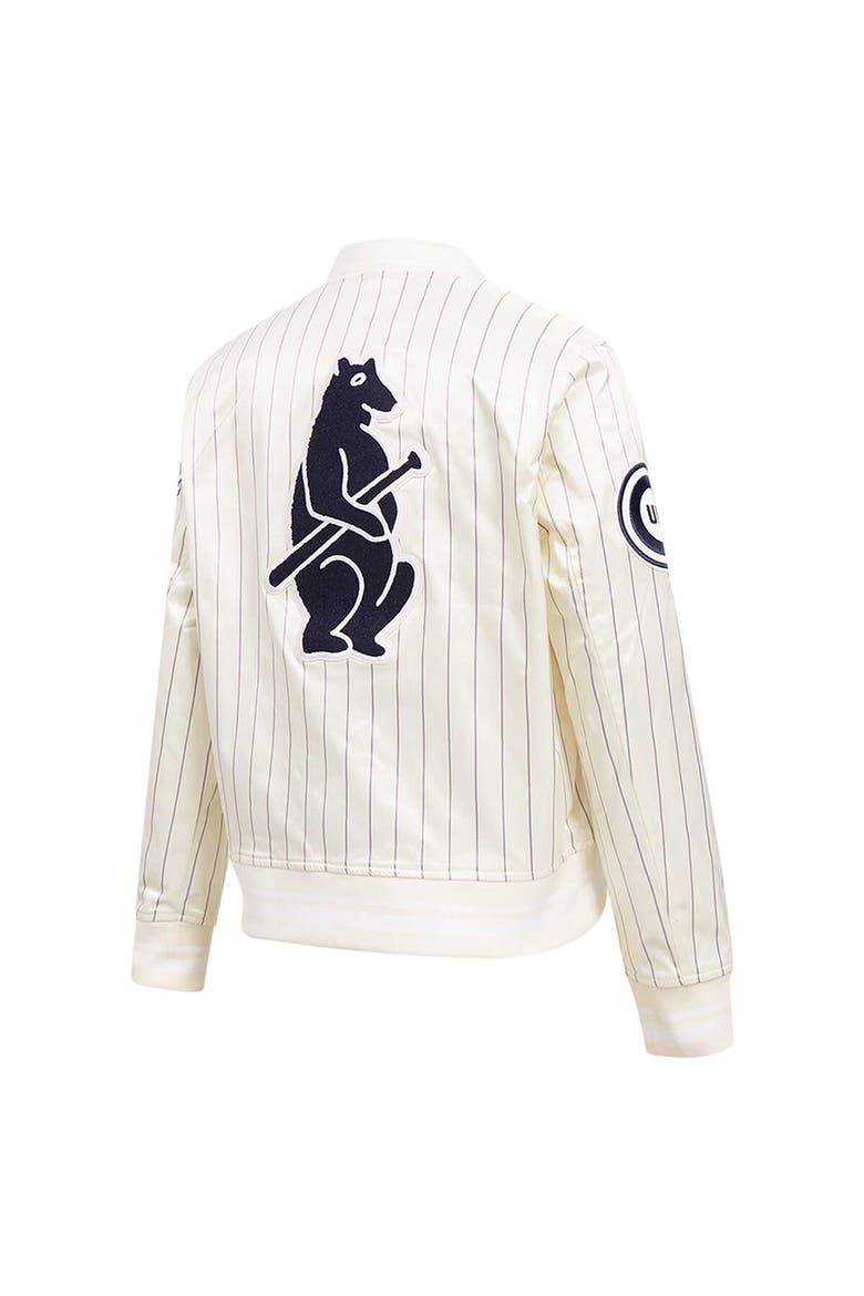 Men's Pro Standard Cream Chicago Cubs Cooperstown Collection Pinstripe Retro Classic Full-Button Satin Jacket, Alternate, color, Cream