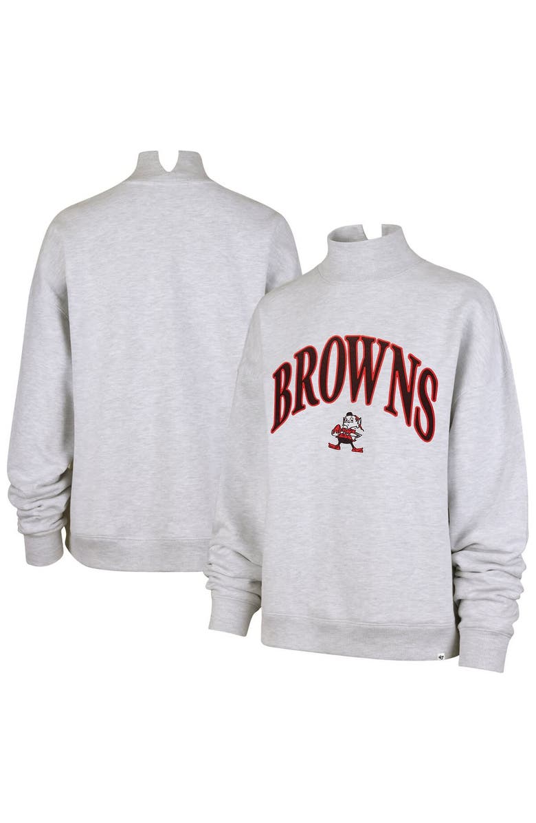 '47 Women's '47 Heather Gray Cleveland Browns Vantage Mock Neck Pullover Sweatshirt, Alternate, color, Heather Gray