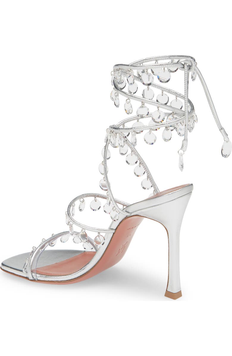 Amina Muaddi Tina Crystal Charm Lace-Up Sandal, Alternate, color,