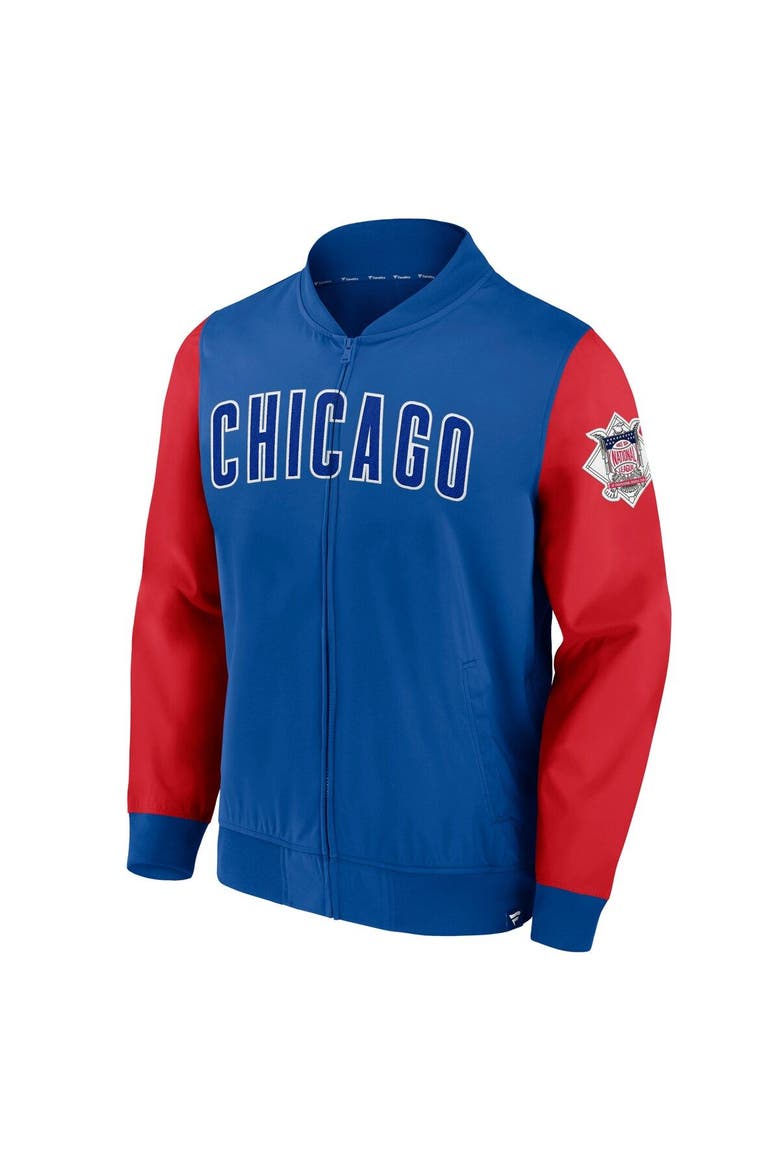 Men's Fanatics Branded Royal/Red Chicago Cubs Iconic Record Holder Full-Zip Lightweight Windbreaker Bomber Jacket, Alternate, color, Royal