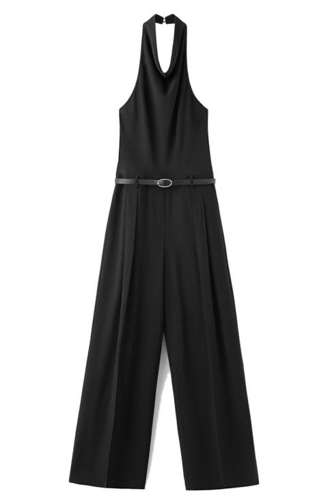 Halter Neck Belted Jumpsuit
