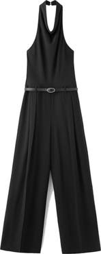 MANGO Halter Neck Belted Jumpsuit
