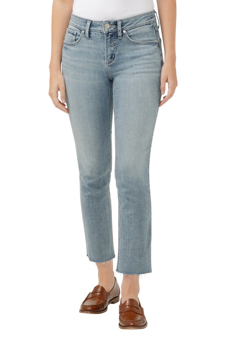 Suki Curvy Raw Hem Mid Rise Ankle Straight Leg Jeans, Main, color, INDIGO