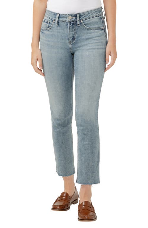 Shop Silver Jeans Co. Suki Curvy Raw Hem Mid Rise Ankle Straight Leg Jeans In Indigo