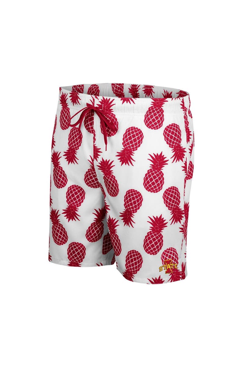 COLOSSEUM Men's Colosseum White Iowa State Cyclones Pineapples Swim Shorts, Alternate, color, White