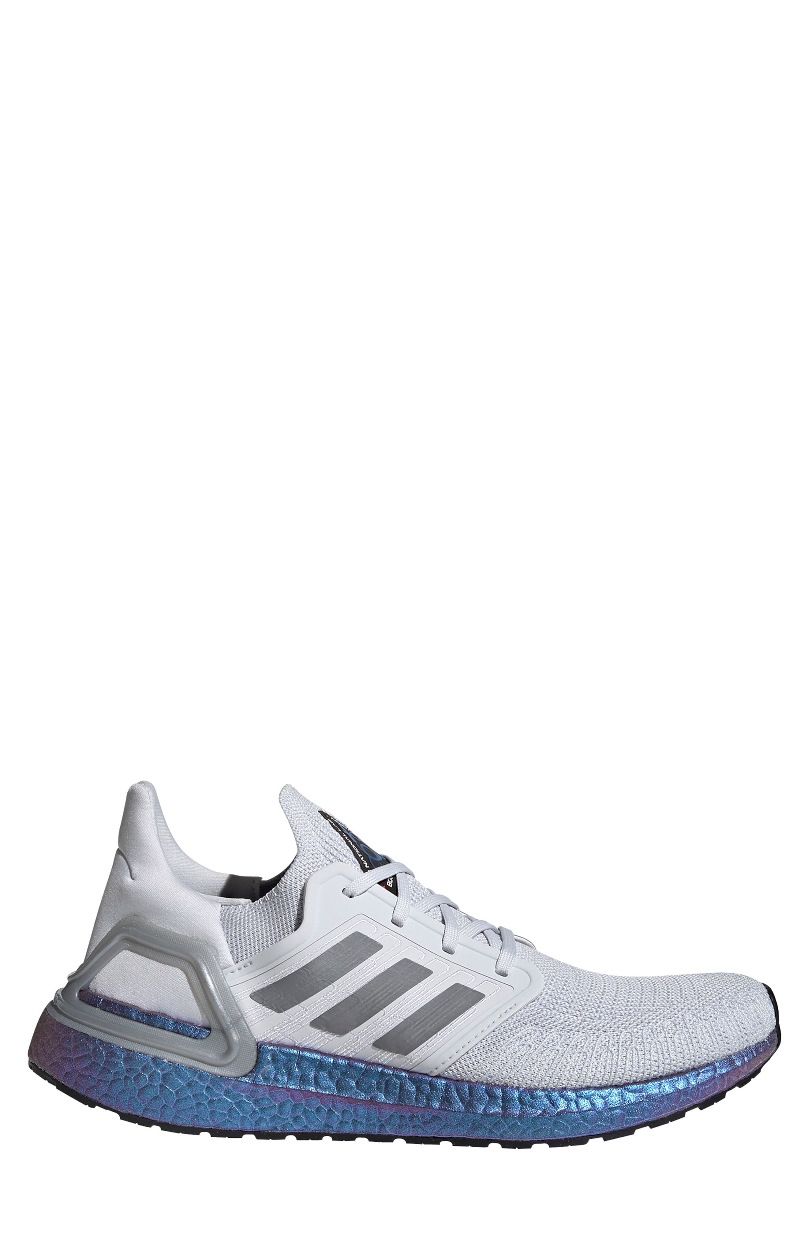 UltraBoost 20 Space Race Running Shoe, Alternate, color, DASH GREY/ BOOST BLUE VIOLET
