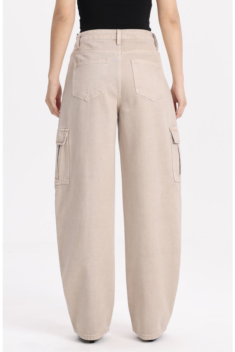 Low Rise Barrel Cargo Jeans, Alternate, color, LIGHT KHAKI