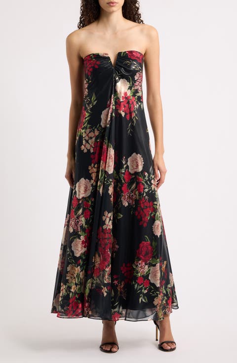 Emerson Floral Strapless Gown