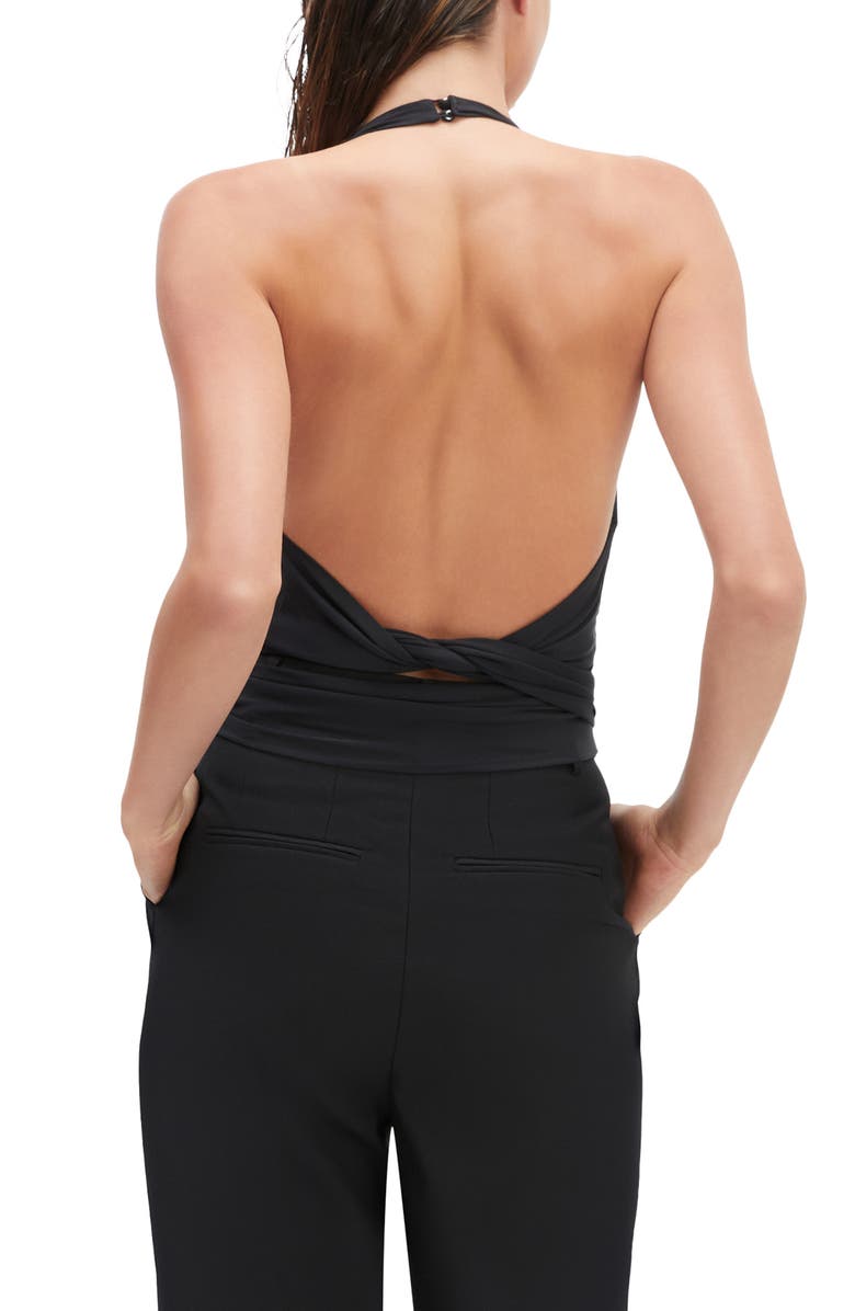 Bardot Francine Cowl Neck Halter Top, Alternate, color, Black