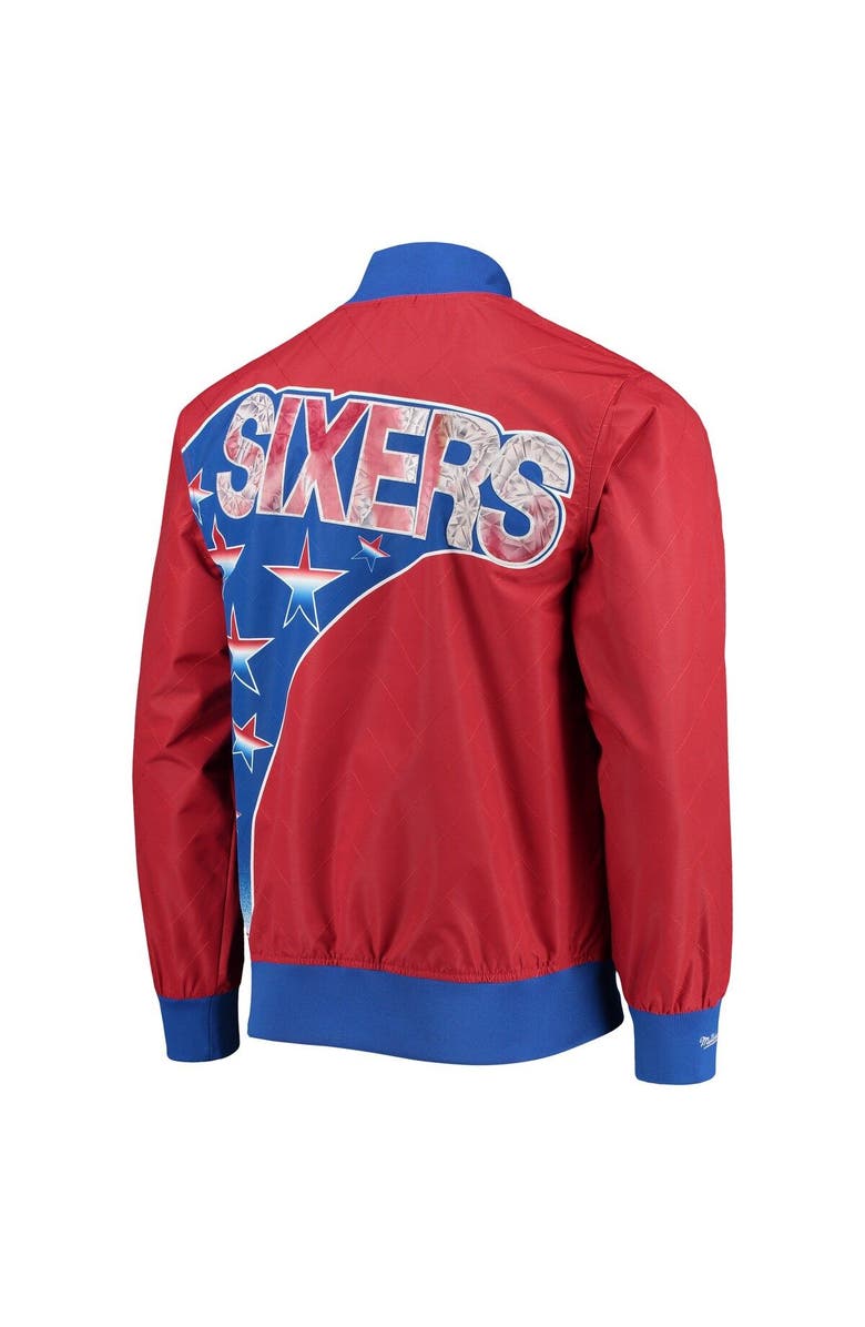 Mitchell & Ness Men's Philadelphia 76ers Red Mitchell & Ness Hardwood Classics 75th Anniversary Authentic Warmup Full-Snap Jacket, Alternate, color, 