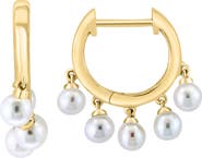 EFFY 14K Yellow Gold 3mm Freshwater Pearl Charm Huggie Hoop Earrings