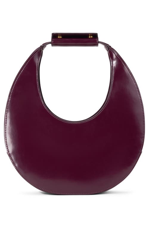 Staud Curved Shoulder Bag Adjustable Strap Top Handle In Burgundy