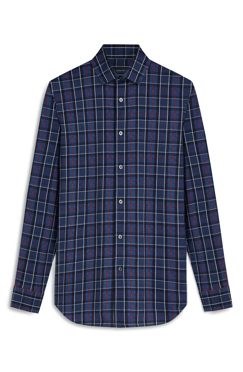 Bugatchi OoohCotton<sup>®</sup> Plaid Print Button-Up Shirt, Main, color,