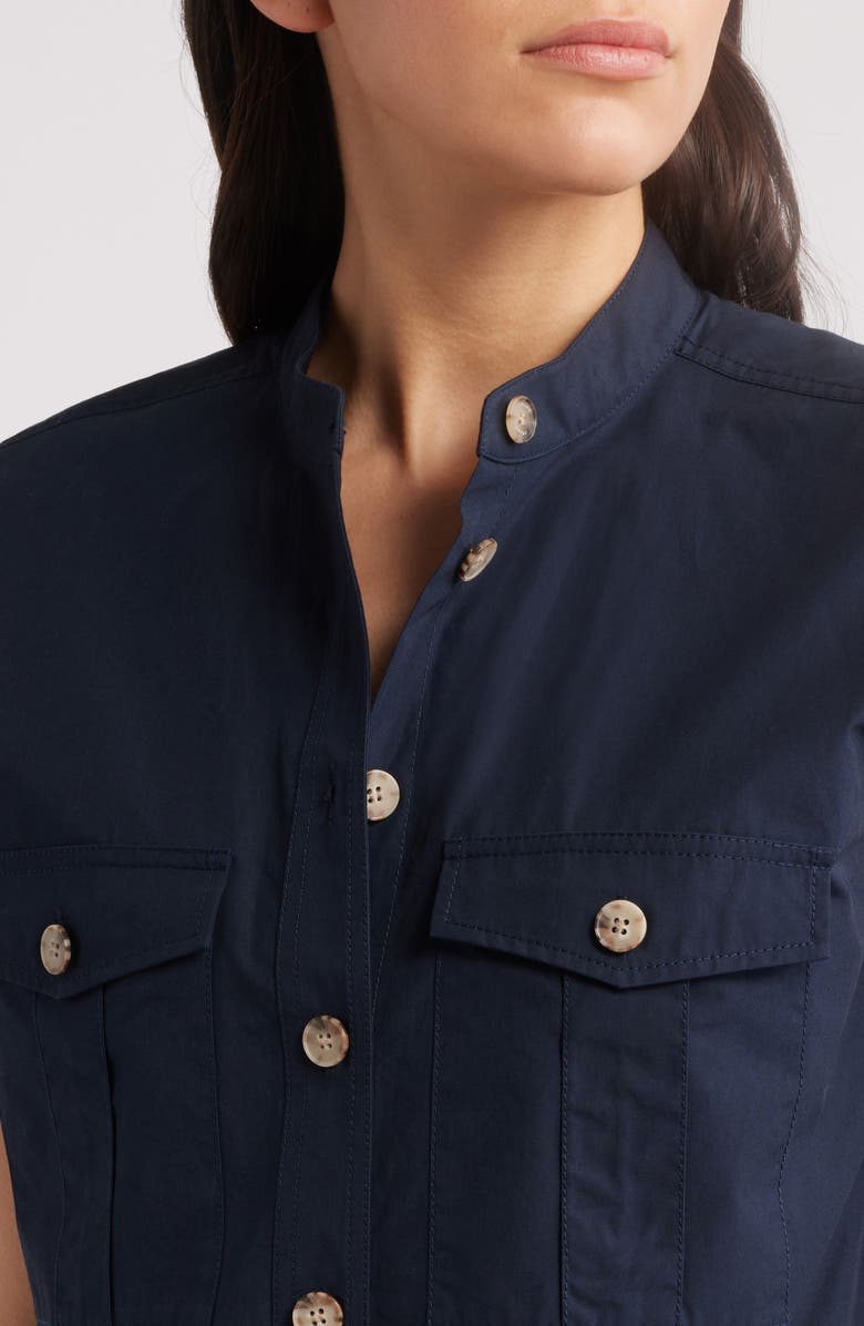 Cap Sleeve Cotton Safari Shirtdress