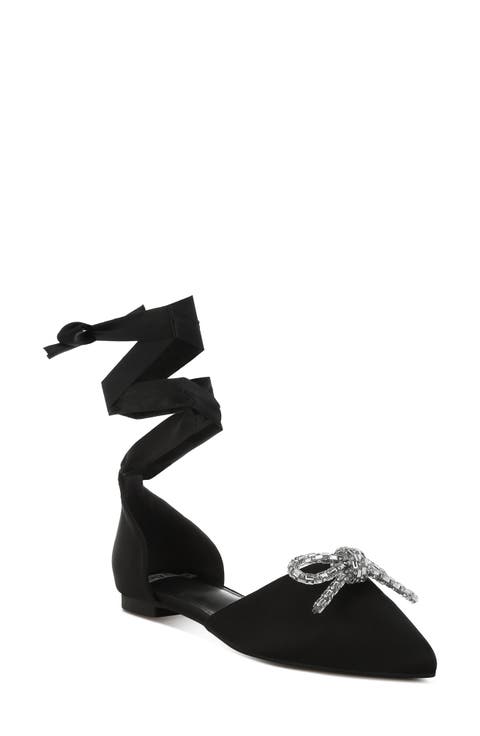 Simina Embellished Ankle Tie Flat (Women)