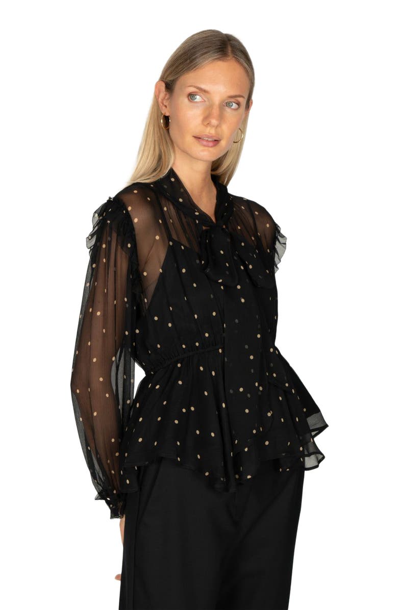 SECRET MISSION Avelina Blouse, Alternate, color, Black Polka Dot