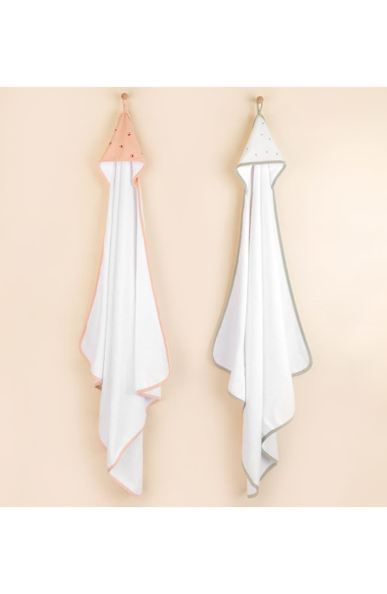 Ely's & Co. Hooded Towel & Washcloth, Alternate, color, Sage Pears