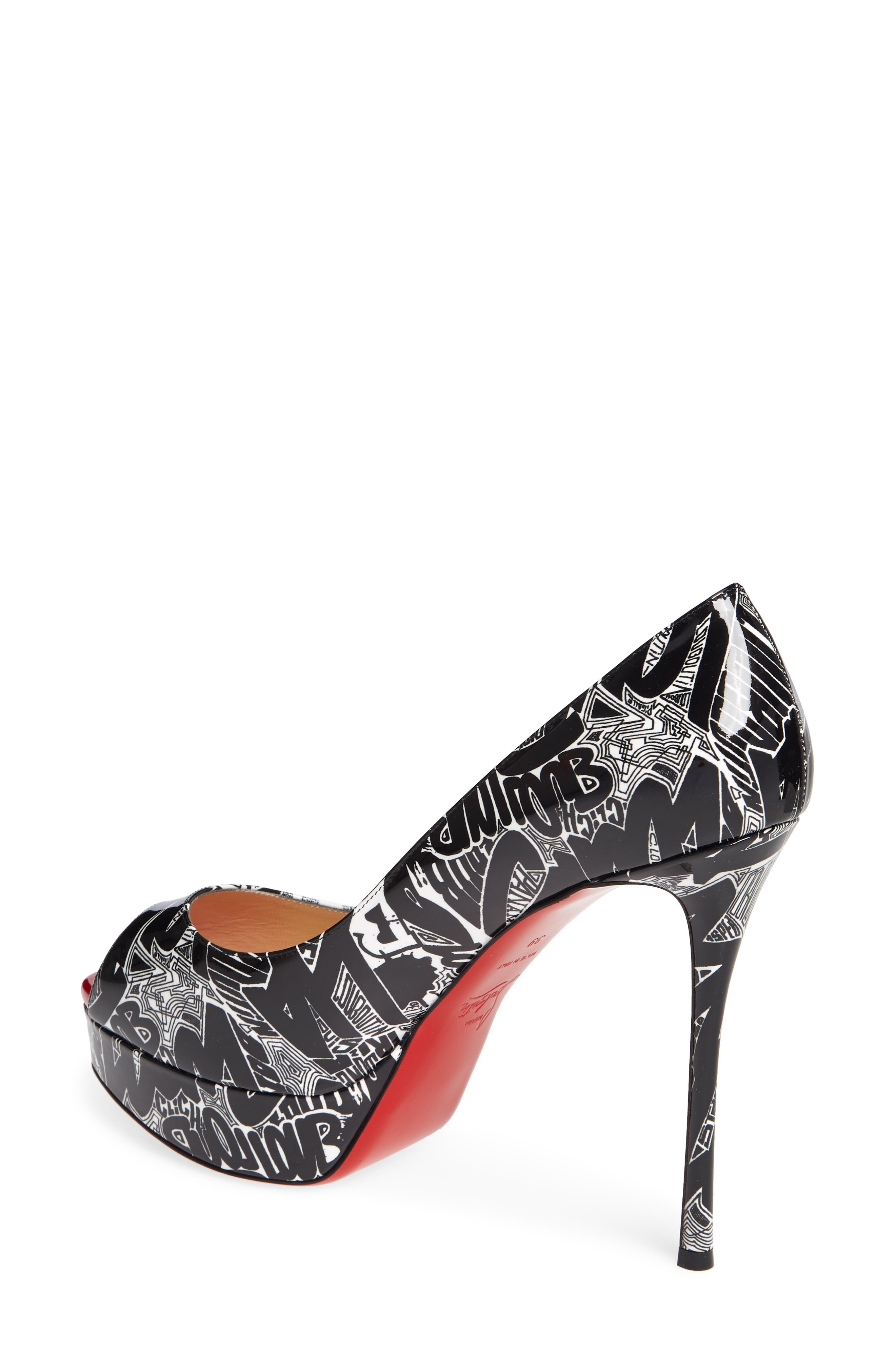 Christian Louboutin Fetish Graffiti Peep Toe Platform Pump, Alternate, color, 