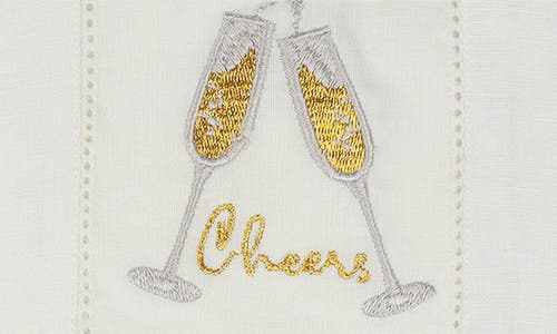 Tiramisu Fizz & Flutes Embroidered Cocktail Napkins In Gold/silver