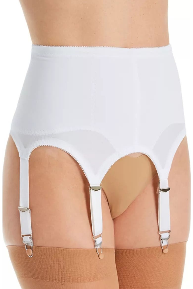 Moderate Shaping & Tummy Control Garter Belt With Six Metal Garters, Main, color, White