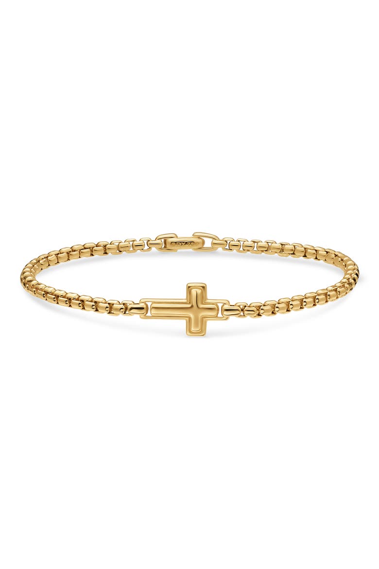 Cross Station Bracelet in 18K Yellow Gold, 3.4mm, Main, color, GOLD