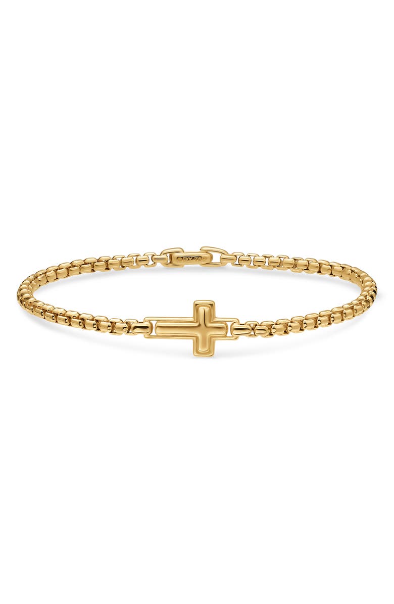 David Yurman Cross Station Bracelet in 18K Yellow Gold, 3.4mm, Main, color, Gold