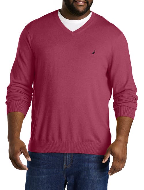 Nautica Navtech Crewneck Sweater in Deep Fuchia Heather 