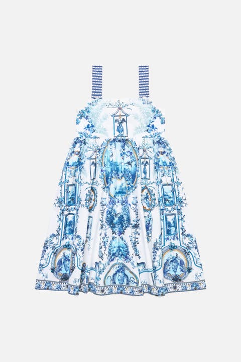Kids A-Line Midi Dress W Embroidery