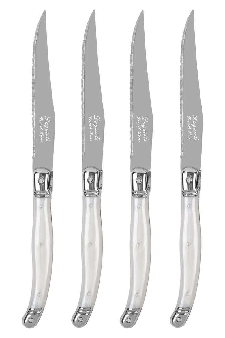 Set of 4 Laguiole Connoisseur Steak Knives, Main, color, PEARL WHITE