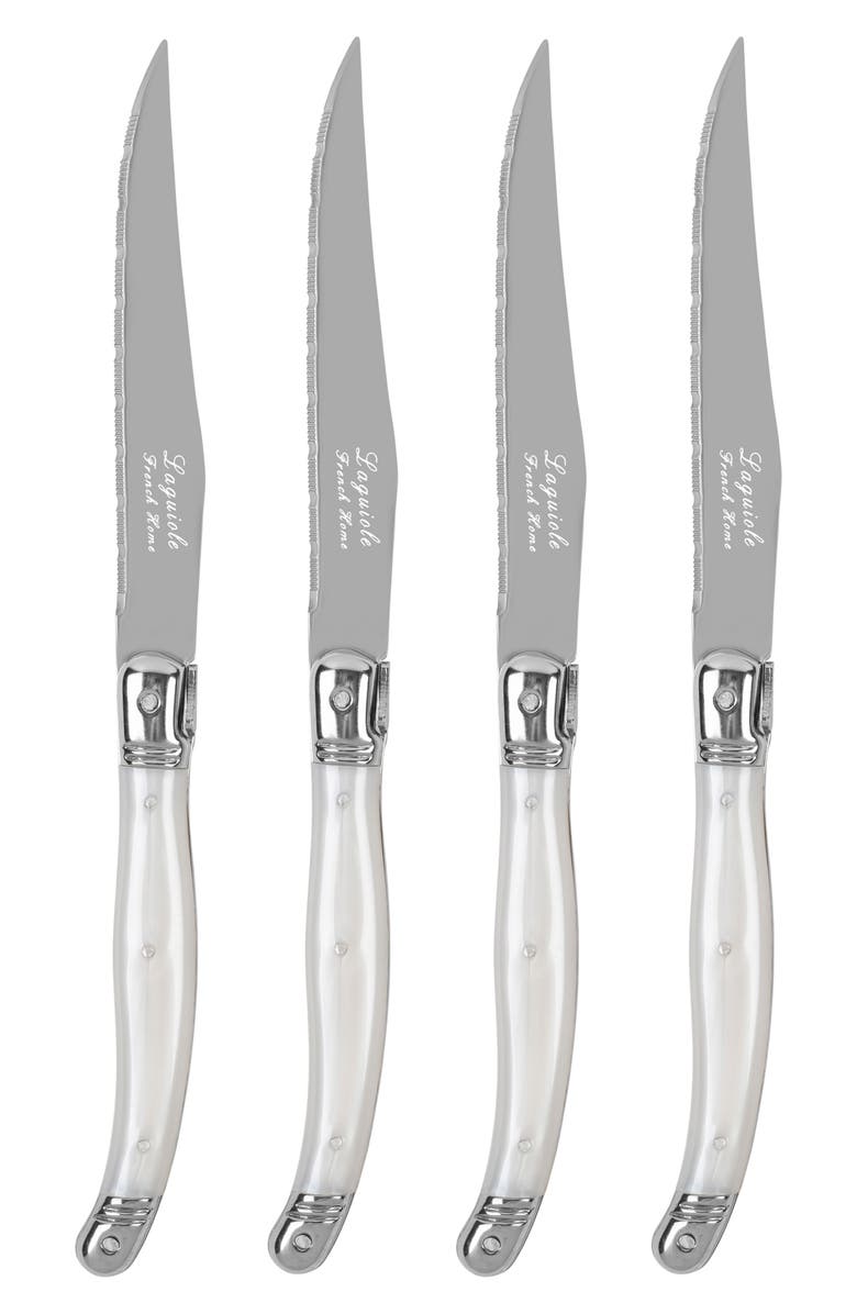 FRENCH HOME Set of 4 Laguiole Connoisseur Steak Knives, Main, color, Pearl White