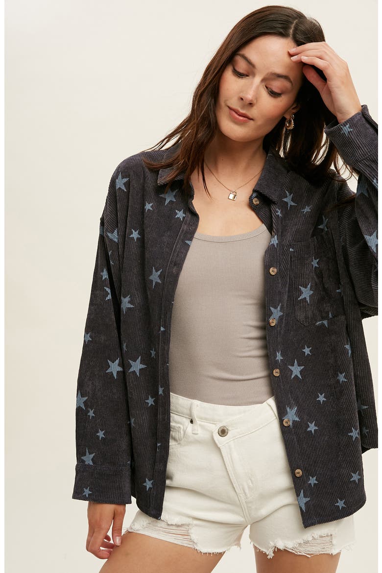 Star Corduroy Shirt Jacket, Alternate, color, M NAVY