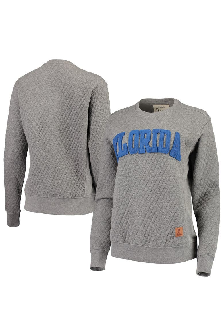 Women's Pressbox Heather Charcoal Florida Gators Moose Quilted Pullover Sweatshirt, Main, color, Heather Gray