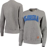 PRESSBOX Women's Pressbox Heather Charcoal Florida Gators Moose Quilted Pullover Sweatshirt