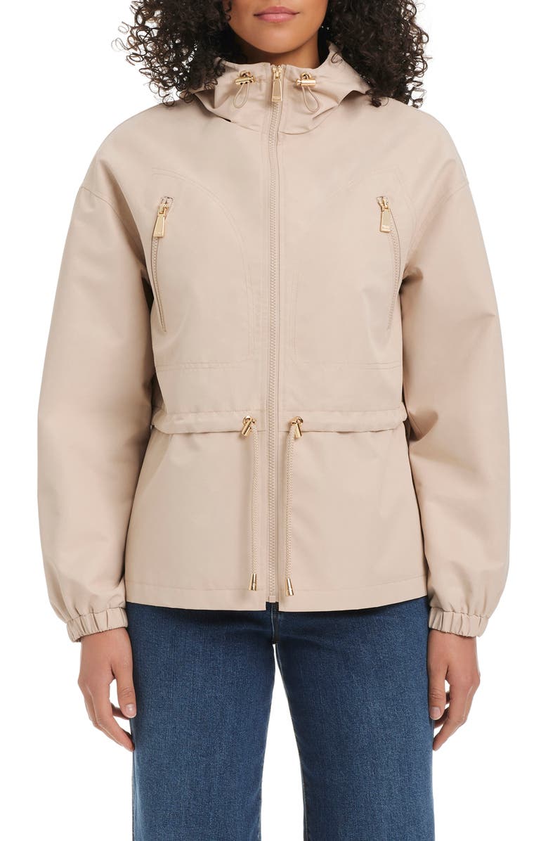 Kate Spade New York crop hooded jacket, Main, color, Fired Clay