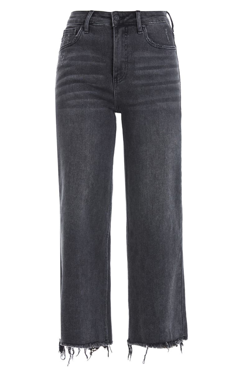 Bayeas High Waist Fray Hem Ankle Wide Leg Jeans, Alternate, color, Washed Black