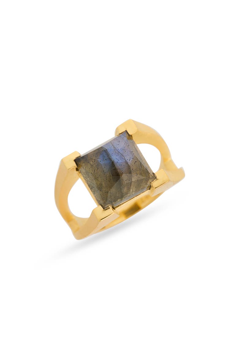 Mini Plaza Labradorite Ring, Main, color, YELLOW GOLD/ LABRADORITE