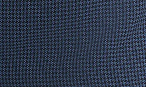 Kasper Houndstooth Flat Front Slim Pants In Blue