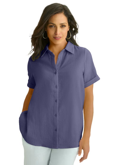 Cotton Gauze Camp Shirt (Plus)