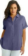 Jessica London Cotton Gauze Camp Shirt